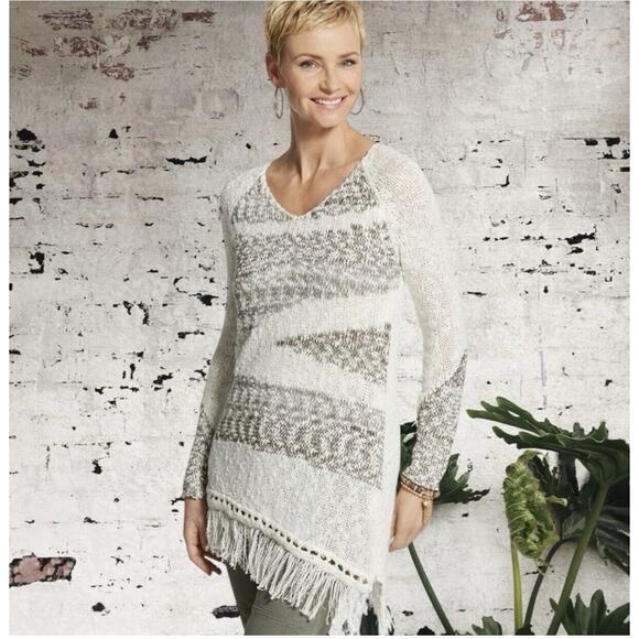 Chico's Fringe Valentina Pullover Size 2 (L/12) NWT - Picture 1 of 6